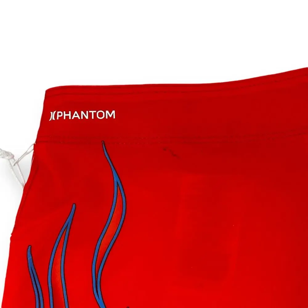 Hurley Nascar Phantom Eco Flames Swim Trunks Boardshorts Sz 38 Checker Flag 18